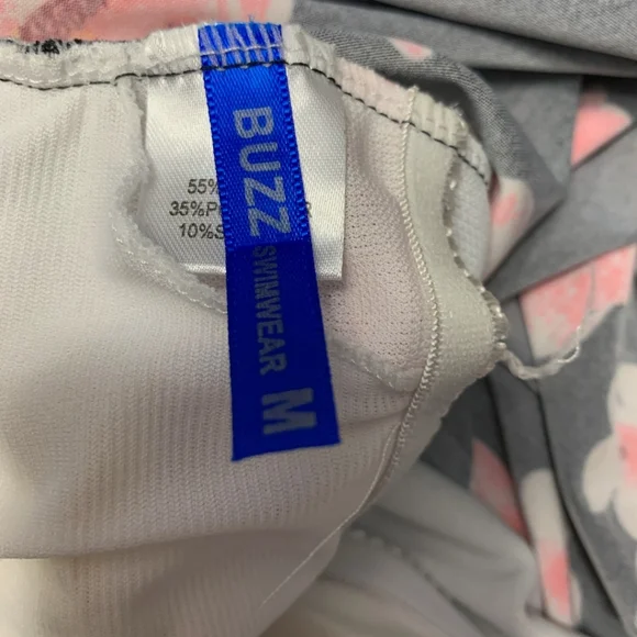 NWT Buzz Swim Dress sz M Black & Pink Floral Swim Dress - Picture 8 of 9